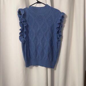 Stock show Blue Ruffled Women's Sweater
